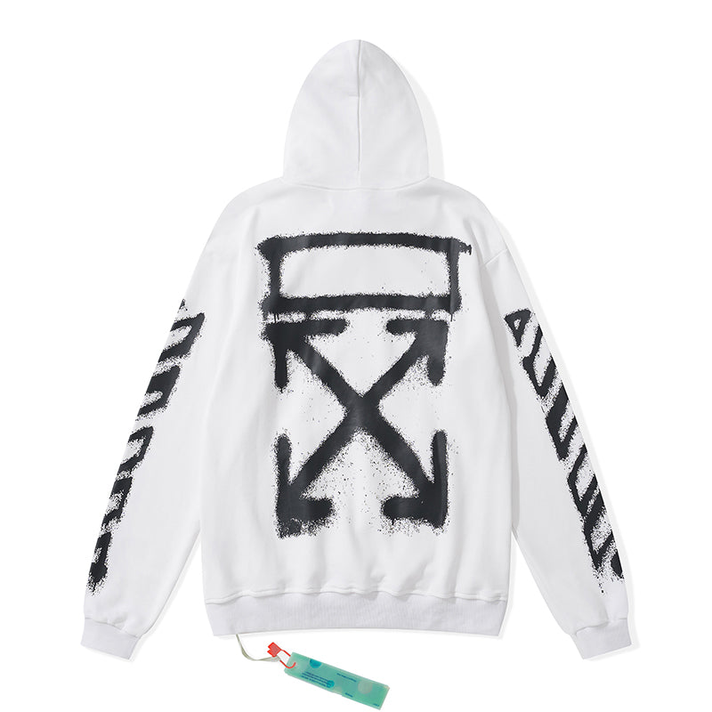 Off-White arrow zebra crossing print hooded sweater white