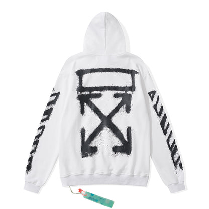 Off-White arrow zebra crossing print hooded sweater white