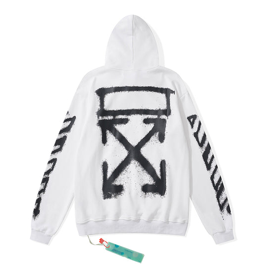 Off-White arrow zebra crossing print hooded sweater white