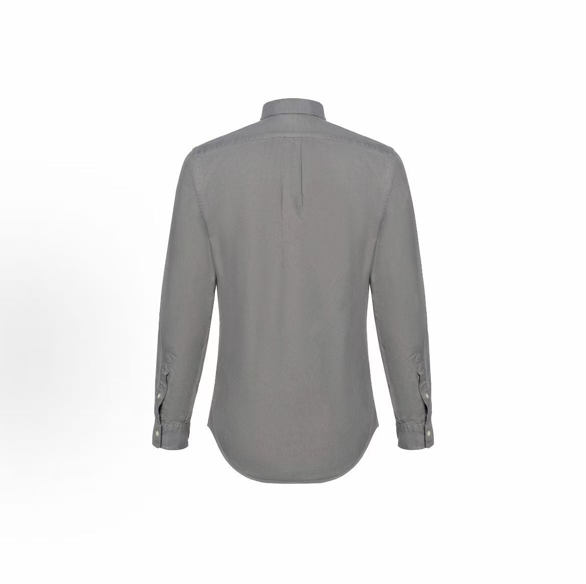 Ralph Lauren SS23 Little Horse Embroidery Solid Cotton Collared Long-Sleeved Button-Down Shirt Men's Slim Fit Gray
