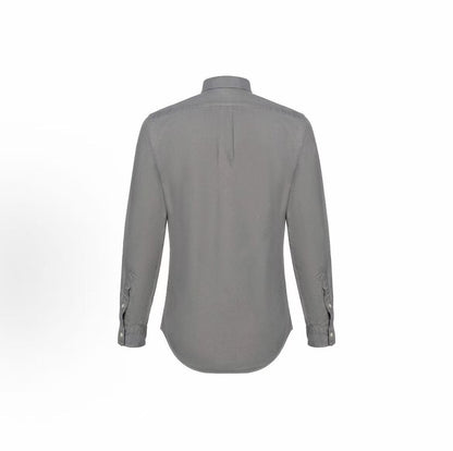 Ralph Lauren SS23 Little Horse Embroidery Solid Cotton Collared Long-Sleeved Button-Down Shirt Men's Slim Fit Gray