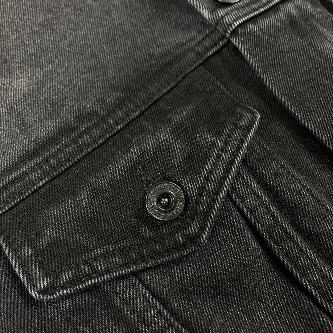 Off-White tape arrow print denim jacket black