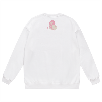 A Bathing Ape Purple Cherry Tree Logo Print Hoodie White