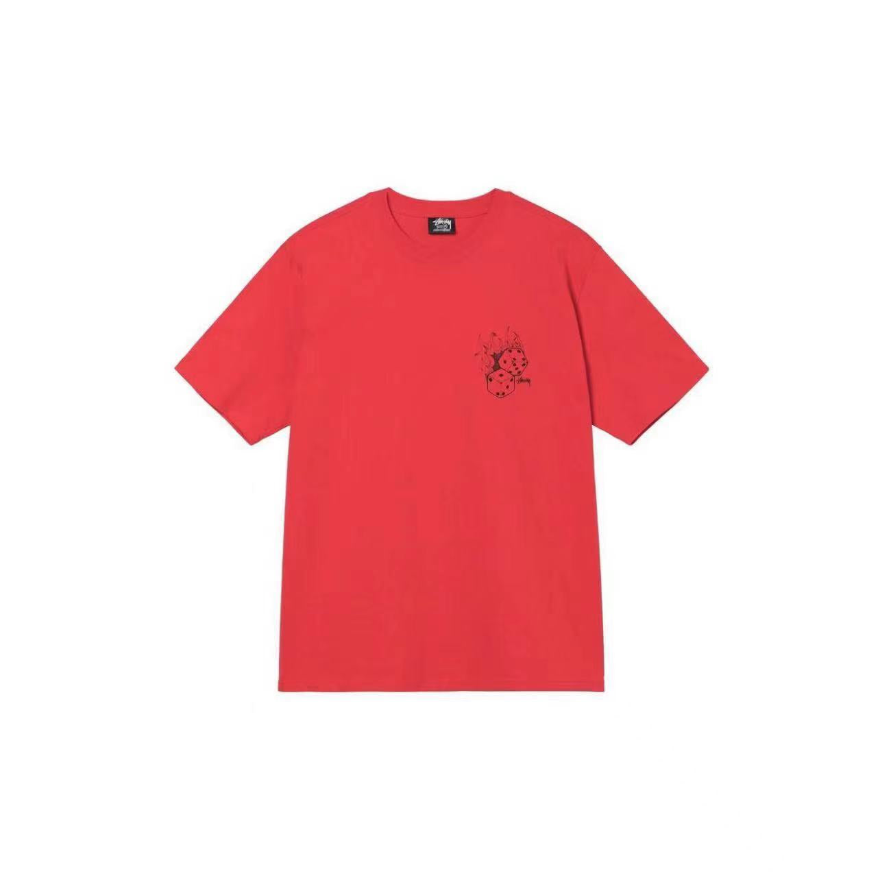STUSSY FLAME DICE PRINT TEE RED