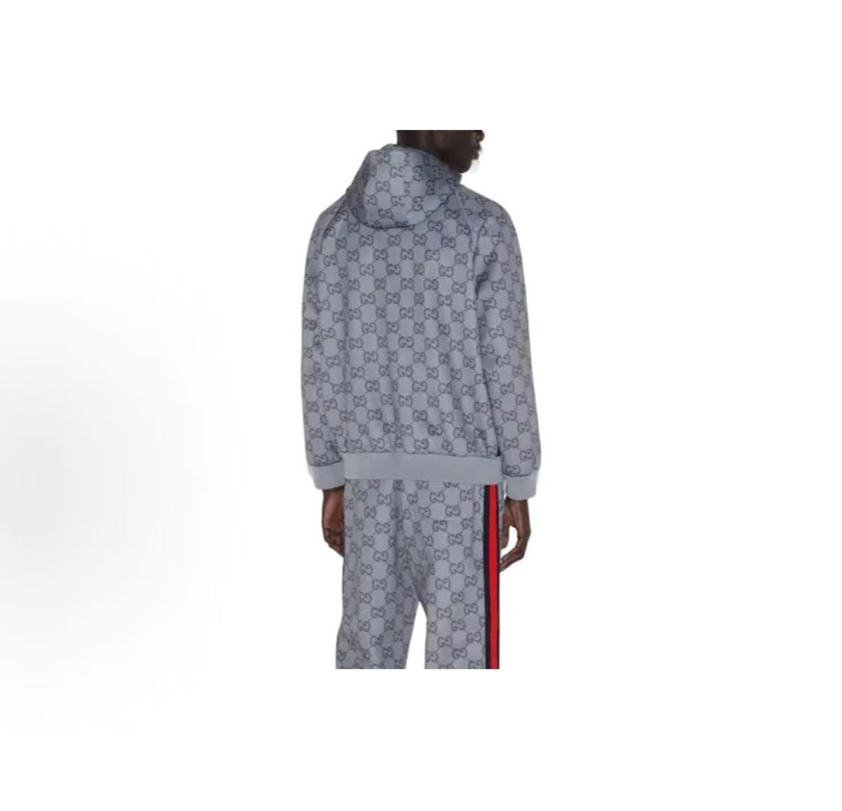 GUCCI 2024 Autumn Early Season Collection - Logo Embroidered Full Pattern Hooded Jacket - Men's Style - Gray