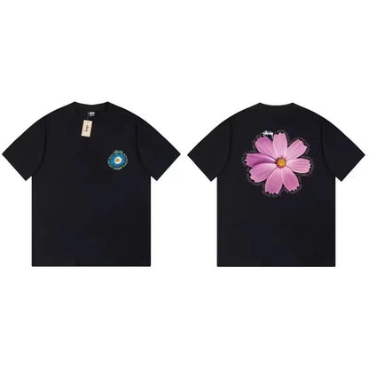 STUSSY DAISY PRINT TEE BLACK