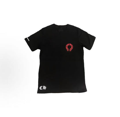 Chrome Hearts Phantom Cross Red Horse Hoof Print T-shirt - Men's and Women's Matching Couple Style