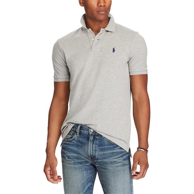 Ralph Lauren Slim Fit Stretch Mesh Polo Grey/Navy