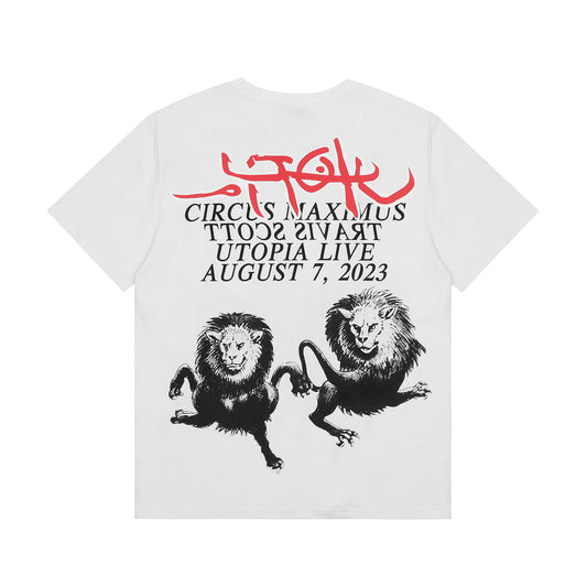 Travis Scott Lion Print T shirt White