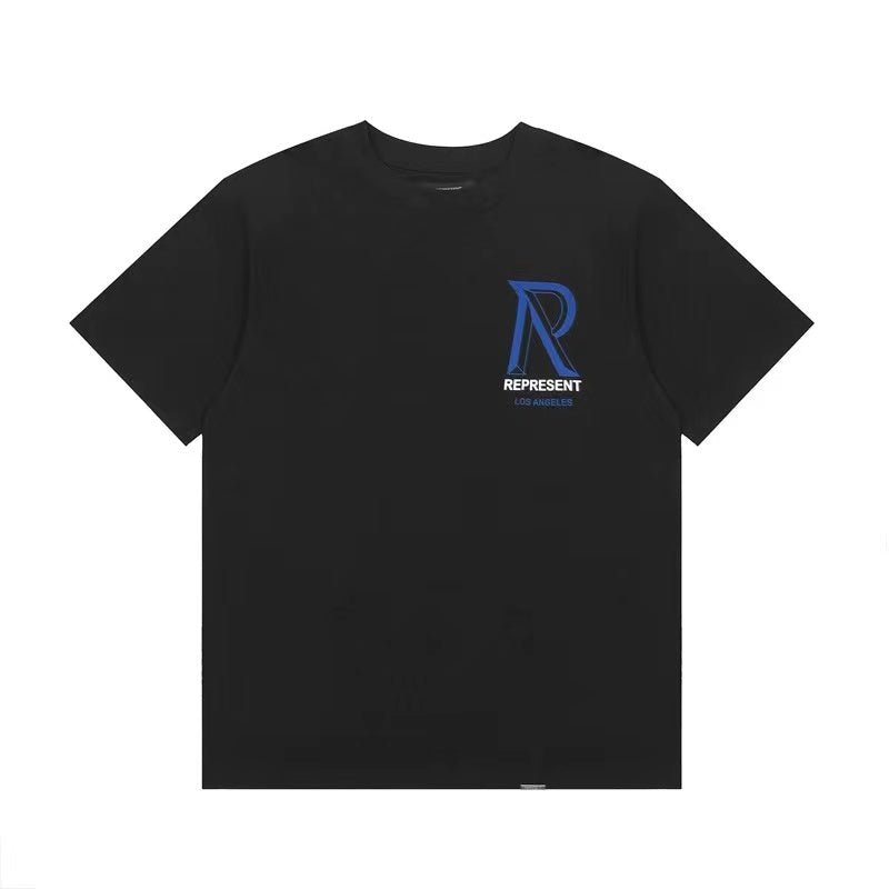 REPRESENT R LOGO TEE BLACK/BLUE