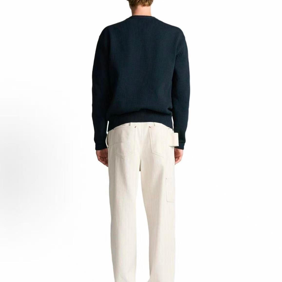 DIOR Dior Spring/Summer 2025 Collection - Dior and Hylington Nel Summer Men's Wear Collection - Long Sleeve Knit Shirt for Men - White with Logo Letter Embroidery