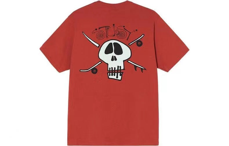 STUSSY  SKELETON TEE RED