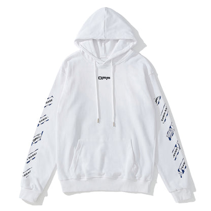 Off-White 829 arrow print hooded sweater white