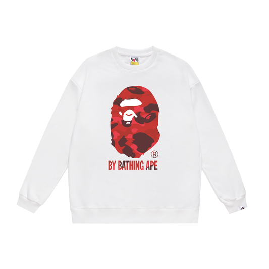 A Bathing Ape Logo Hoodie White/Red