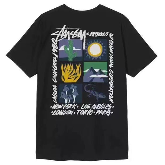 STUSSY DESERT PRINT TEE BLACK