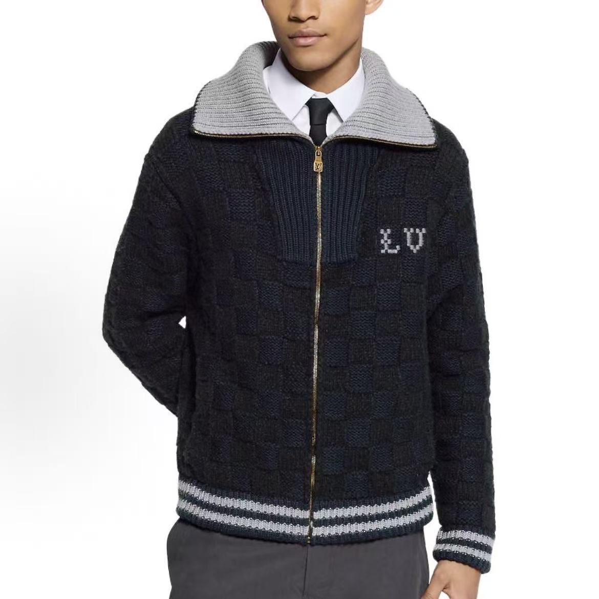LOUIS VUITTON FW25 Knitted Slightly Aline Contrasting Ribbed Collar Sweater for Men