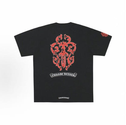 Chrome Hearts Sanskrit Sword Totem Embroidered Short-Sleeved T-Shirt (For Both Men and Women)