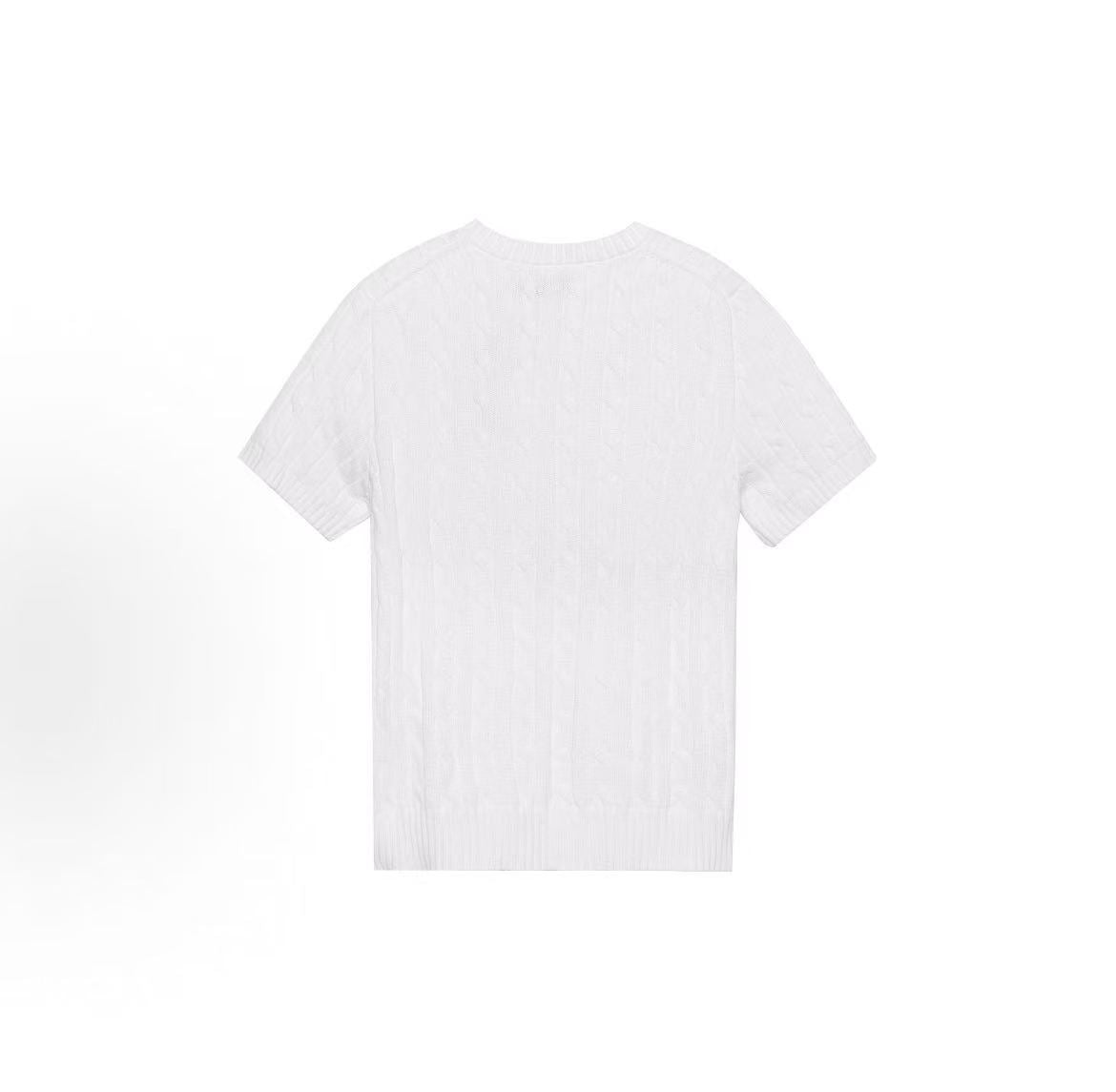 Ralph Lauren SS23 Solid-color Logo Embroidered Knit Top - Standard Fit - Women's - White