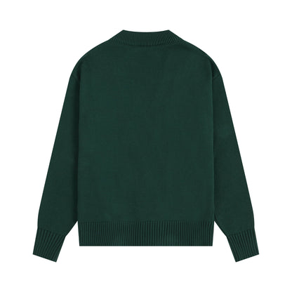 AMI Big Logo Button Sweater Green