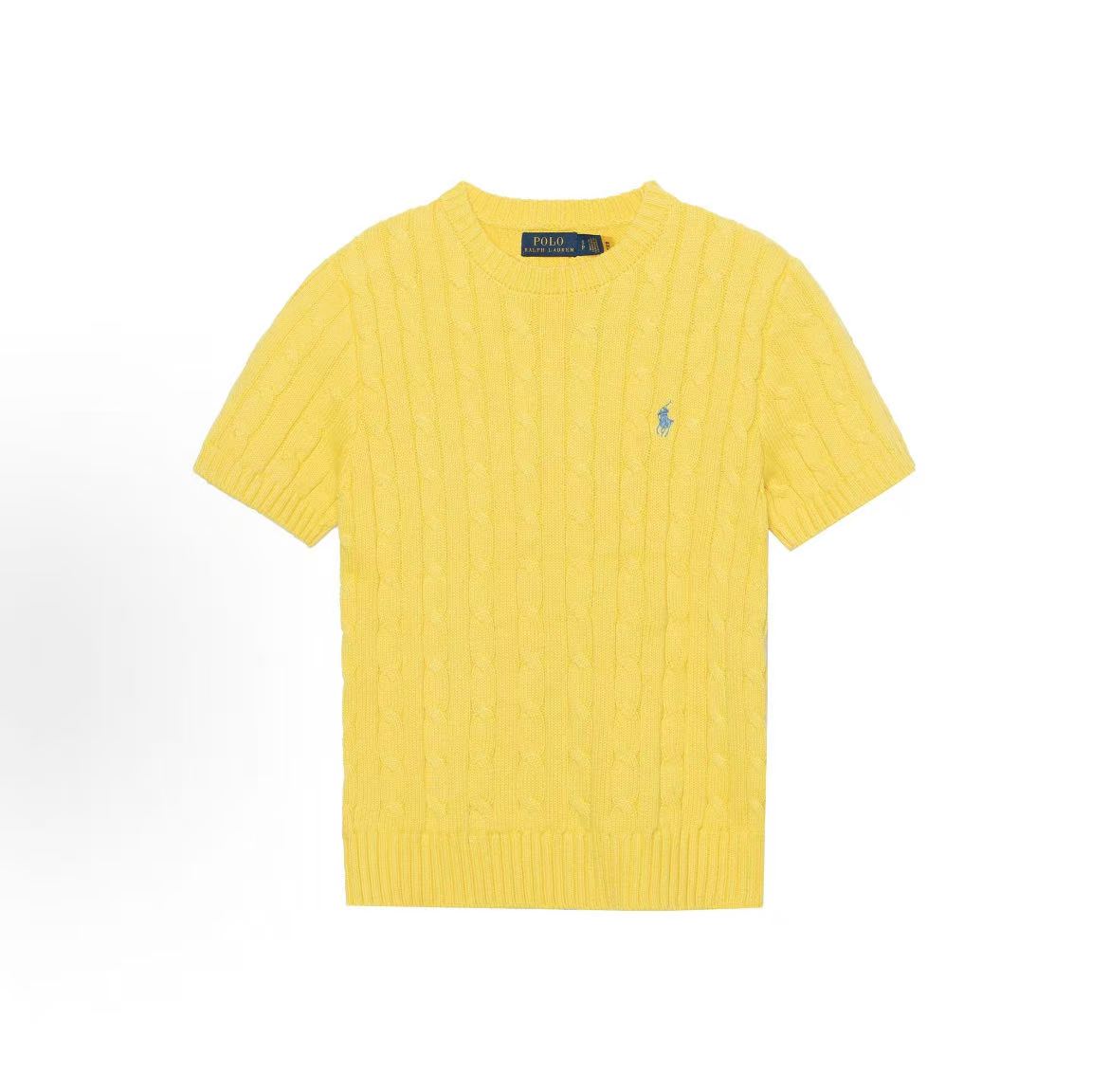 Ralph Lauren SS23 Solid-color Logo Embroidered Pullover Knit Shirt Standard Fit Women's Style Yellow