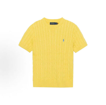 Ralph Lauren SS23 Solid-color Logo Embroidered Pullover Knit Shirt Standard Fit Women's Style Yellow