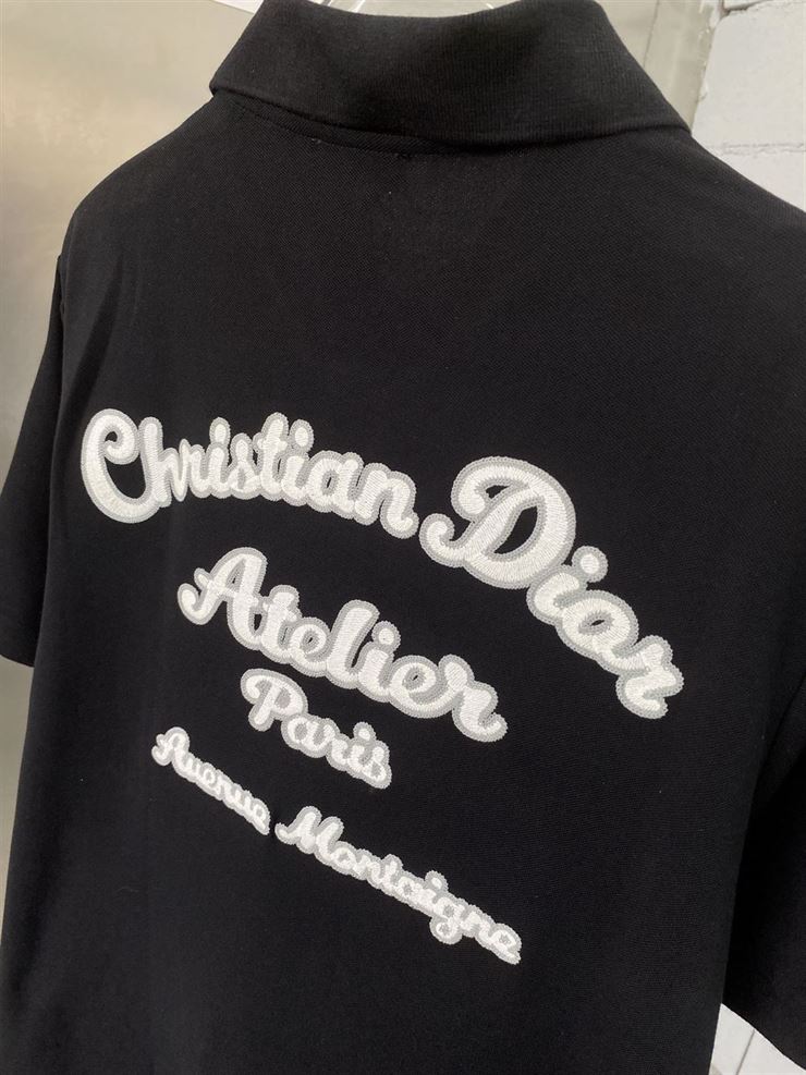 ‘CHRISTIAN DIOR ATELIER’ POLO SHIRT BLACK COTTON PIQUÉ – DOT018
