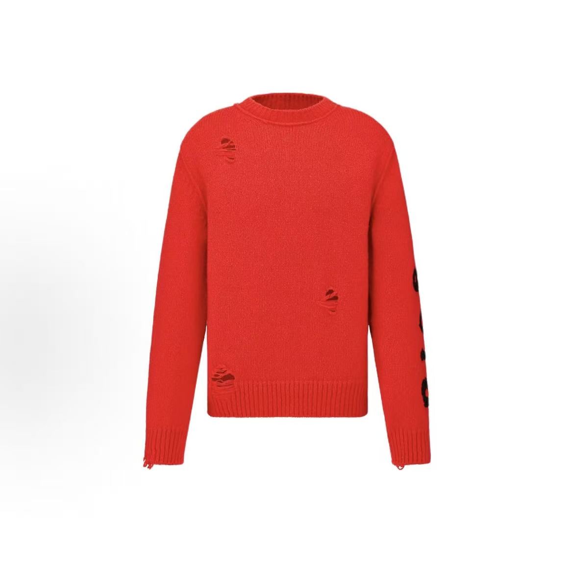 DIOR (Dior) SS24 Letter Embroidery Round-neck Casual Long-sleeve Knit Shirt for Men