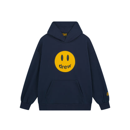 Drew House Smiley Face Series Mascot Navy Smiley Face Hooded Fleece Sweatshirt Winter Unisex Navy Blue