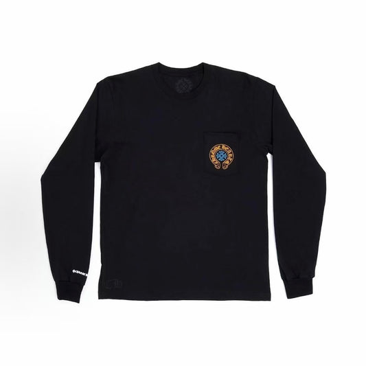 Chrome Hearts  SS25 Patterned Jacquard Round-neck Pullover Long-sleeved T-shirt (for both men and women) - Black