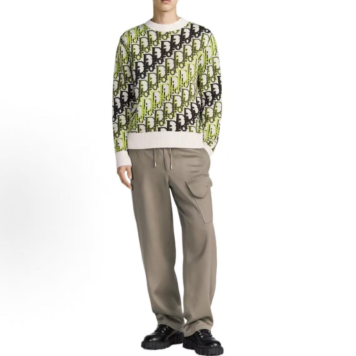 DIOR (Dior) Spring 2026 Men's Collection - Wool Plaid Round-neck Printed Sweater for Men