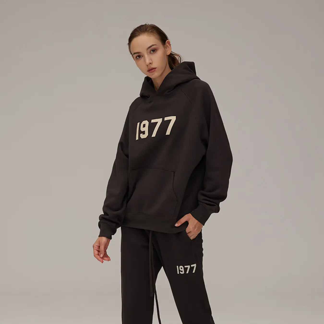 FOG FEAR OF GOD 22 double line 1977 flocked hoodie ESSENTIALS hooded sweatshirt