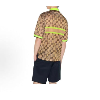 GUCCI Polo shirt with check pattern and polo collar, short sleeves, men's style, in multiple colors
