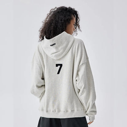 FOG FEAR OF GOD Season 7 main line flocked ABC letter hoodie casual loose sweatshirt gray
