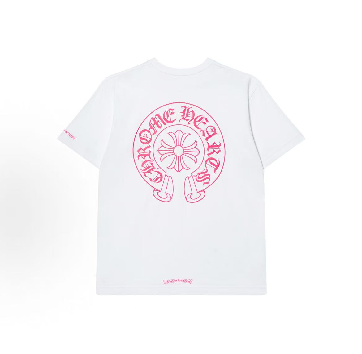 Chrome Hearts Horse Hoof Contrasting Color Logo Printed Round-neck Short-sleeved T-shirt (For Both Men and Women)