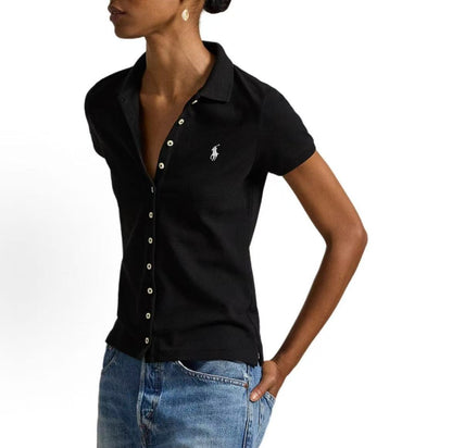 Ralph Lauren Solid-color Single-breasted Embroidered Polo Shirt - Slim Fit - Women's Style