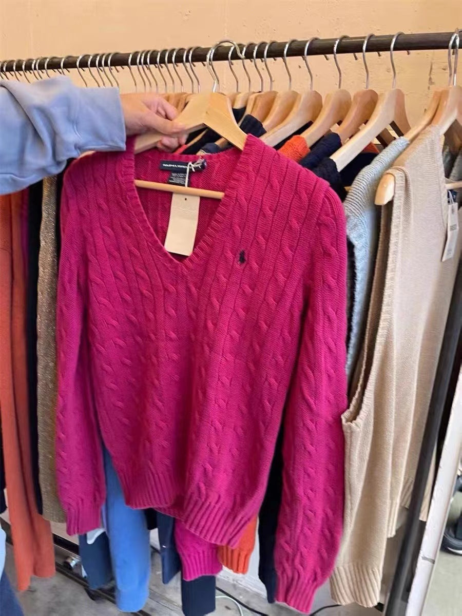 Ralph Lauren twist-knit V-neck sweater