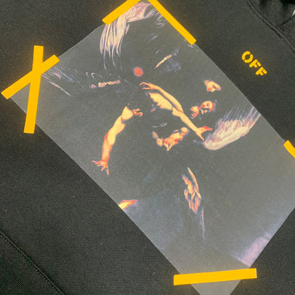 Off-White arrow logo print hooded sweater yellow