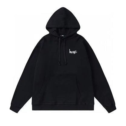 STUSSY REVERSE LOGO PRINT HOODIE BLACK