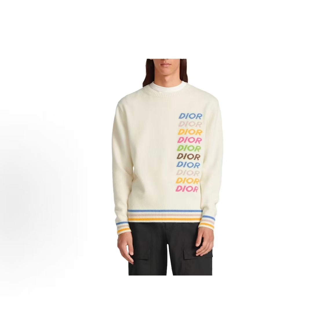DIOR (Dior) SS24 Color Logo Letter Embroidery Round-neck Cashmere Shirt for Men