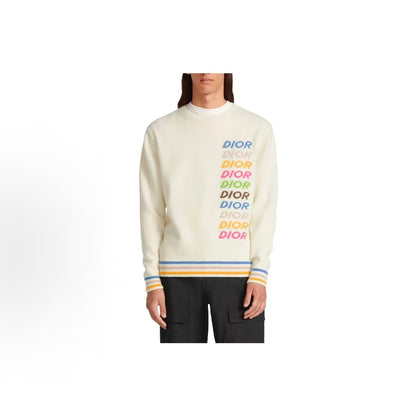 DIOR (Dior) SS24 Color Logo Letter Embroidery Round-neck Cashmere Shirt for Men