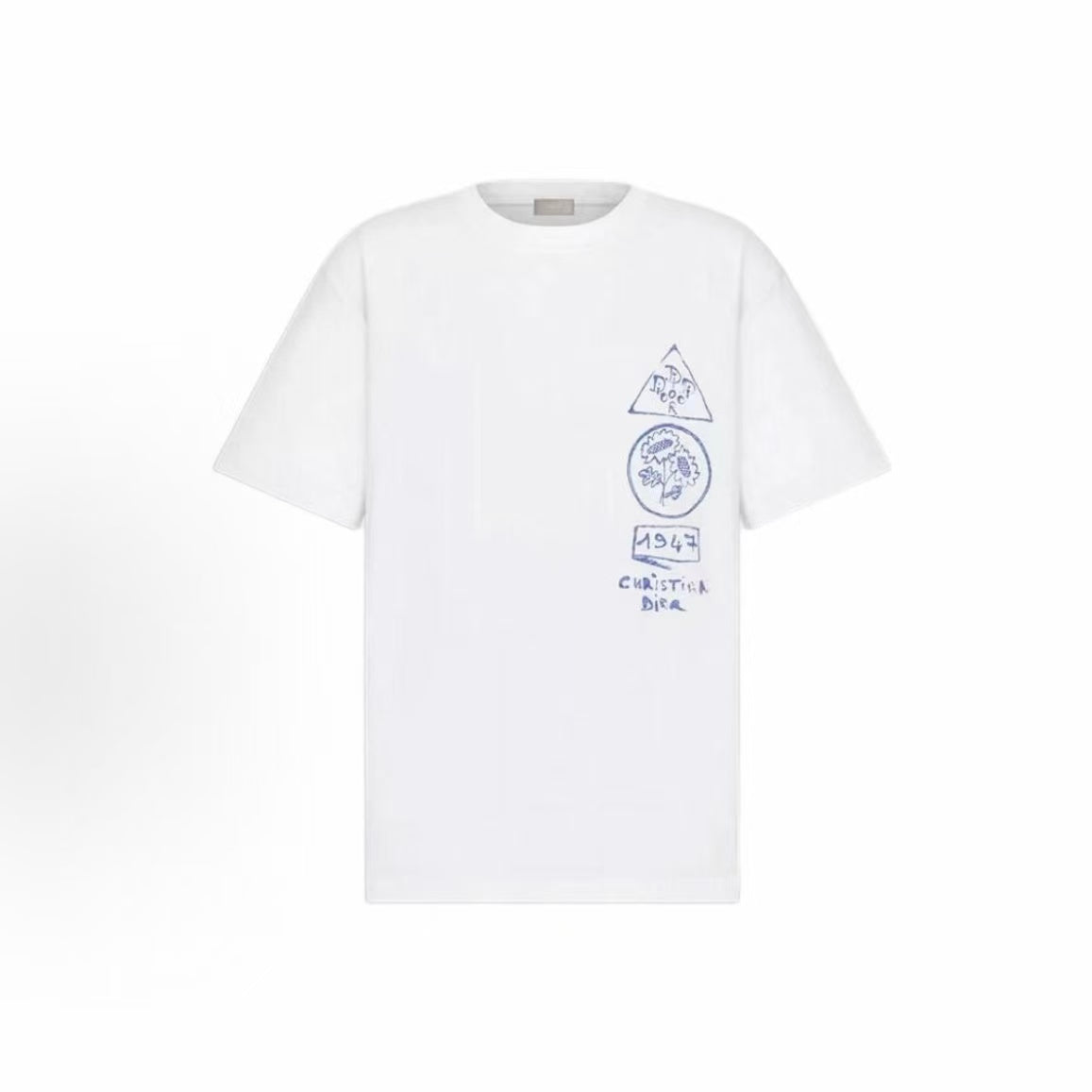 DIOR Dior Spring/Summer 2025 Collection - Dior and Hylington Nel Summer Men's Wear Collection - Logo Letter Print Crewneck Round-neck Short-sleeved T-shirt for Men - White