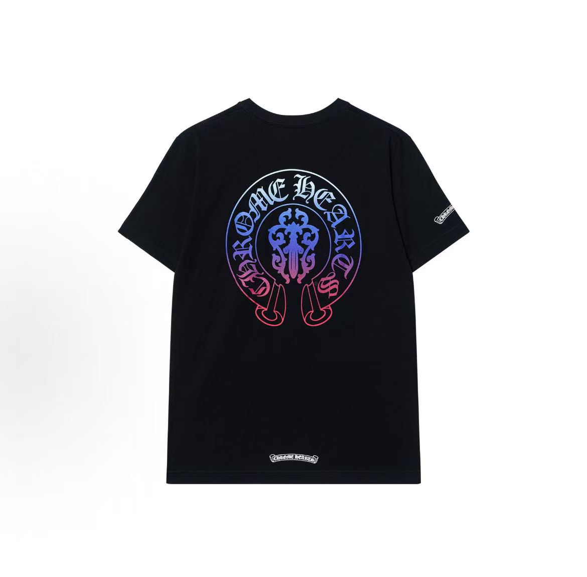 Chrome Hearts Color Gradient Horse Hoof Sleeve Roll-Up Short-Sleeve T-shirt (for both men and women) White