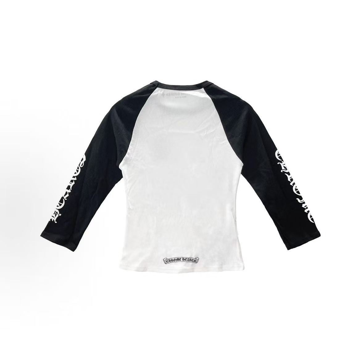 Chrome Hearts SS22 Logo Letter Print Round Neck Long Sleeve T-Shirt, Unisex, White