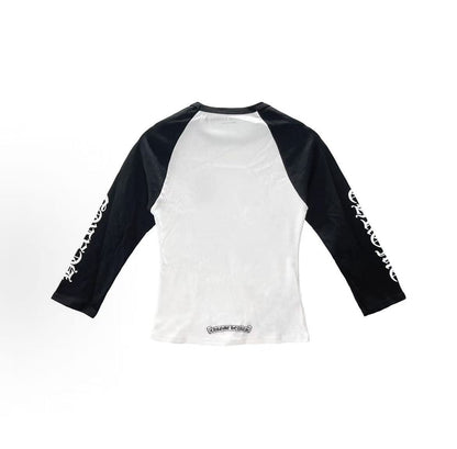 Chrome Hearts SS22 Logo Letter Print Round Neck Long Sleeve T-Shirt, Unisex, White