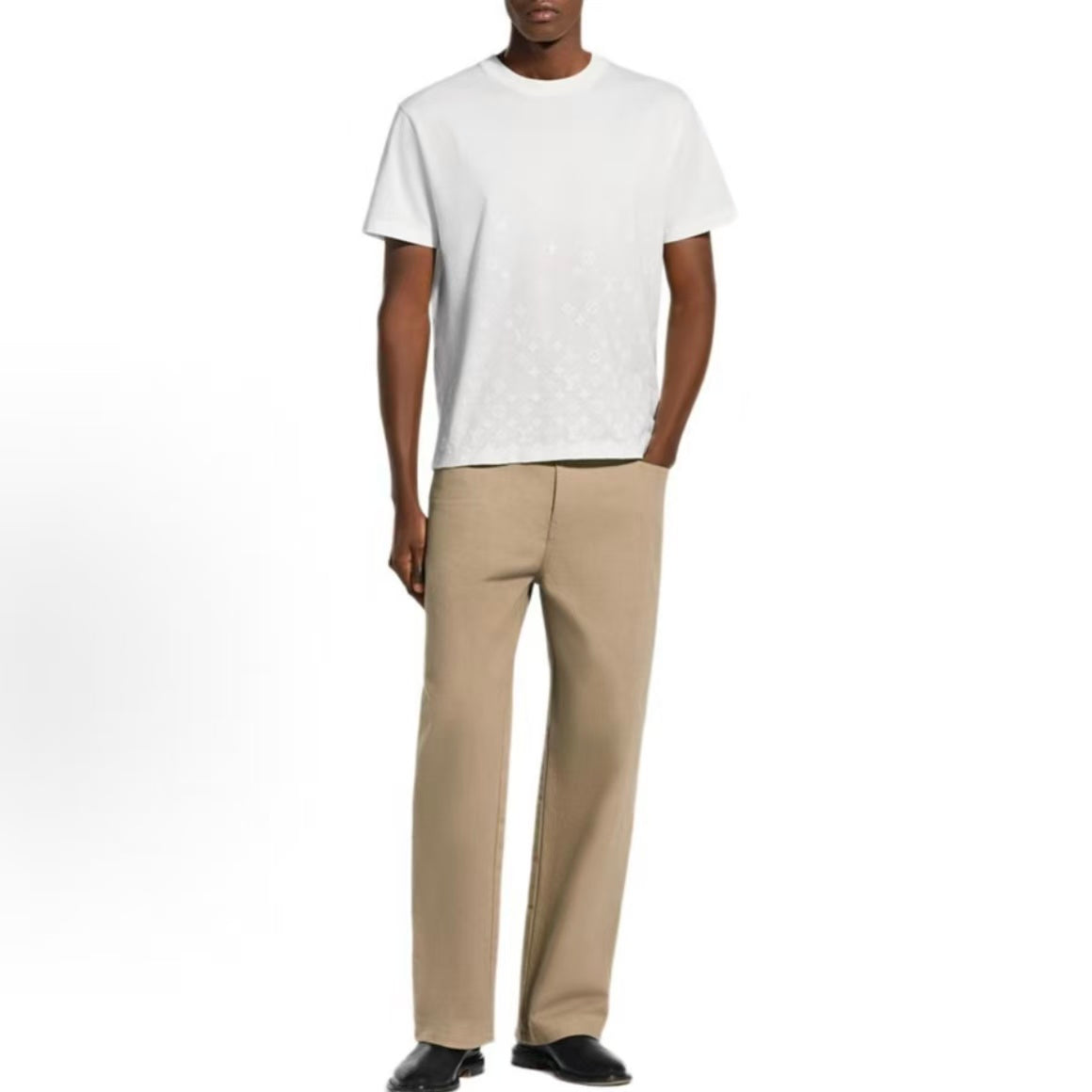 LOUIS VUITTON Monogram Gradient FW26 Early Fall Collection Short-Sleeve Solid Color Flocked Print Gradient T-Shirt for Men