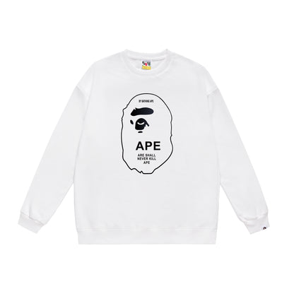 A Bathing Ape Logo Print Hoodie White