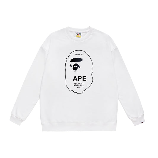 A Bathing Ape Logo Print Hoodie White