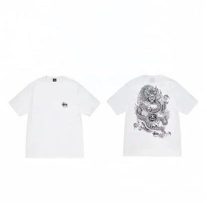 STUSSY DRAGON PRINT TEE WHITE
