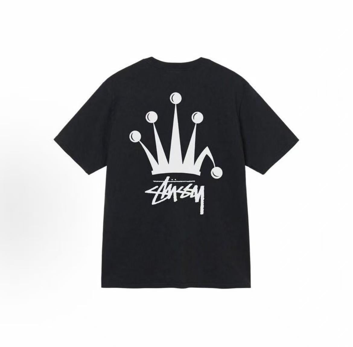 Stussy SS22 Crown Logo Printed Round Neck T-Shirt - The same style for both men and women. Also available in a couple's version.