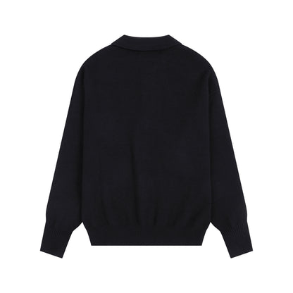 AMI Small Logo Button Polo Sweatshirt Black